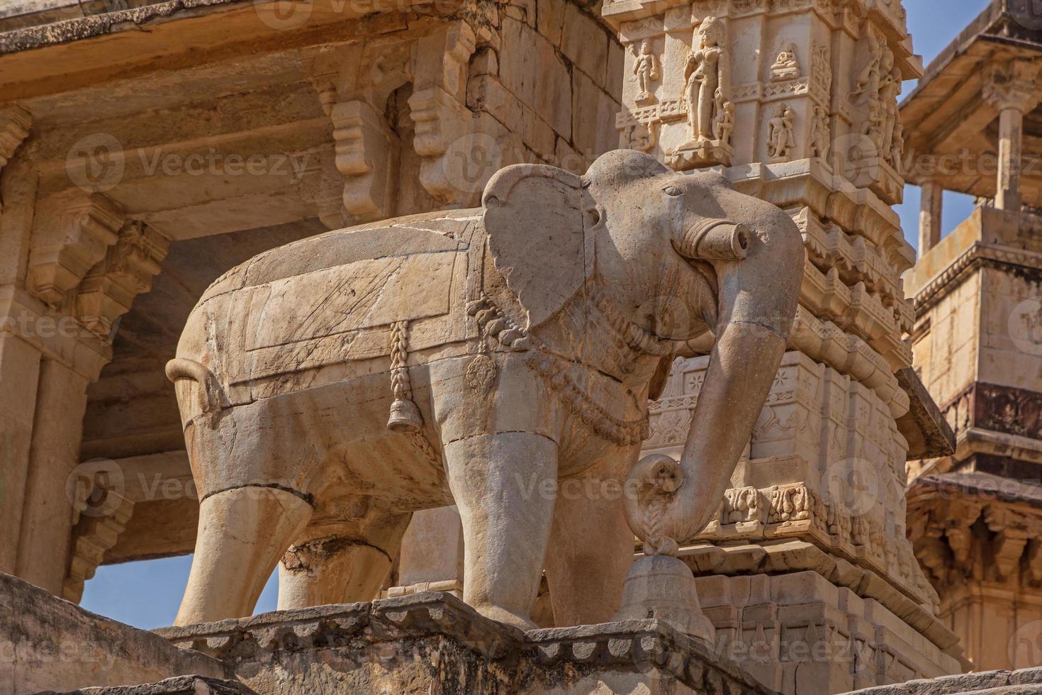 statue of elephant in old temple near Jaipur, India photo