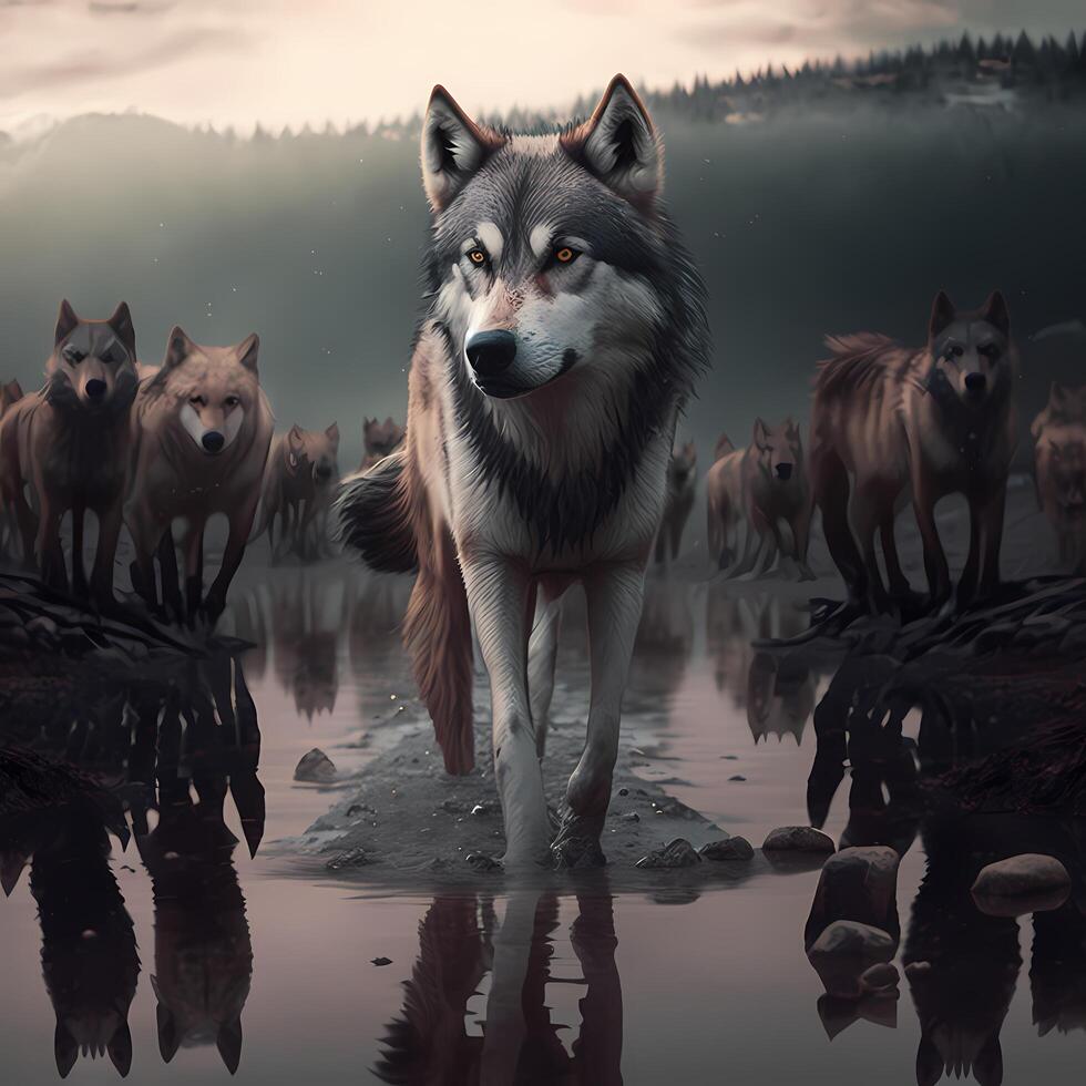 wolf activity illustration photo