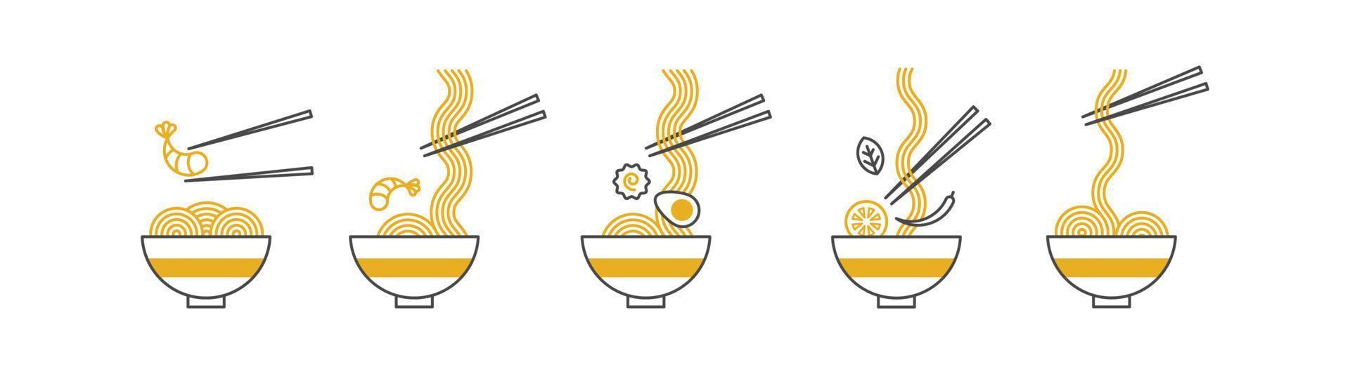 conjunto de ramen vector íconos