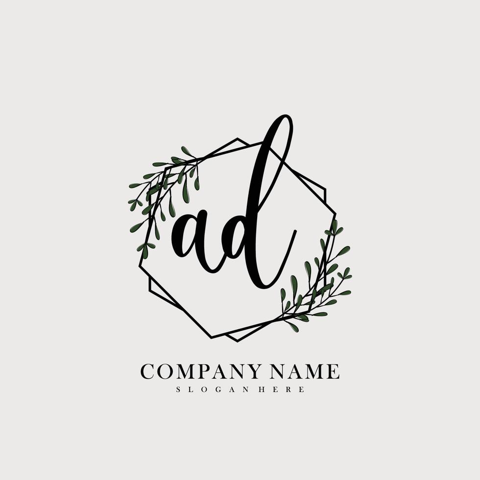 AD Initial beauty floral logo template vector