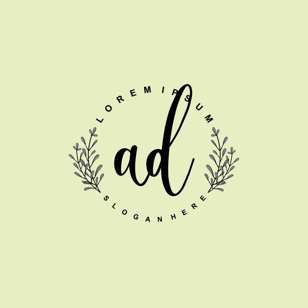 AD Initial beauty floral logo template vector