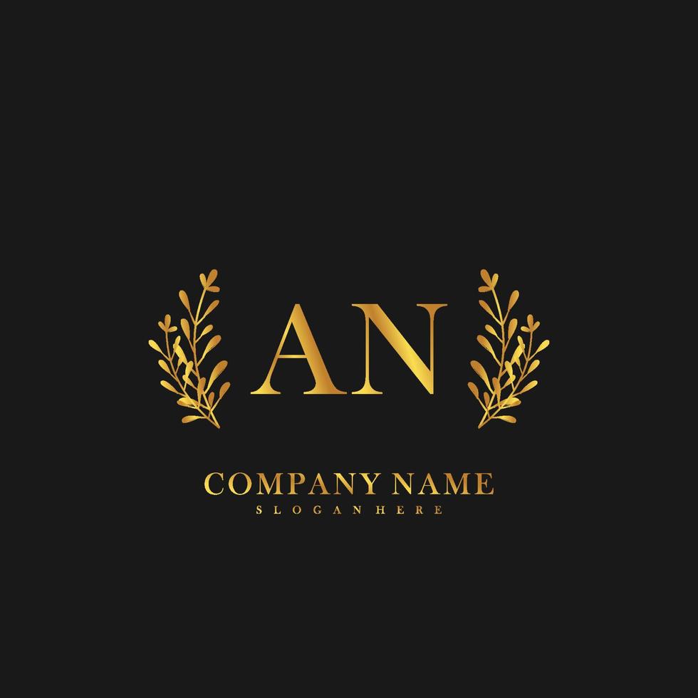 AN Initial beauty floral logo template vector