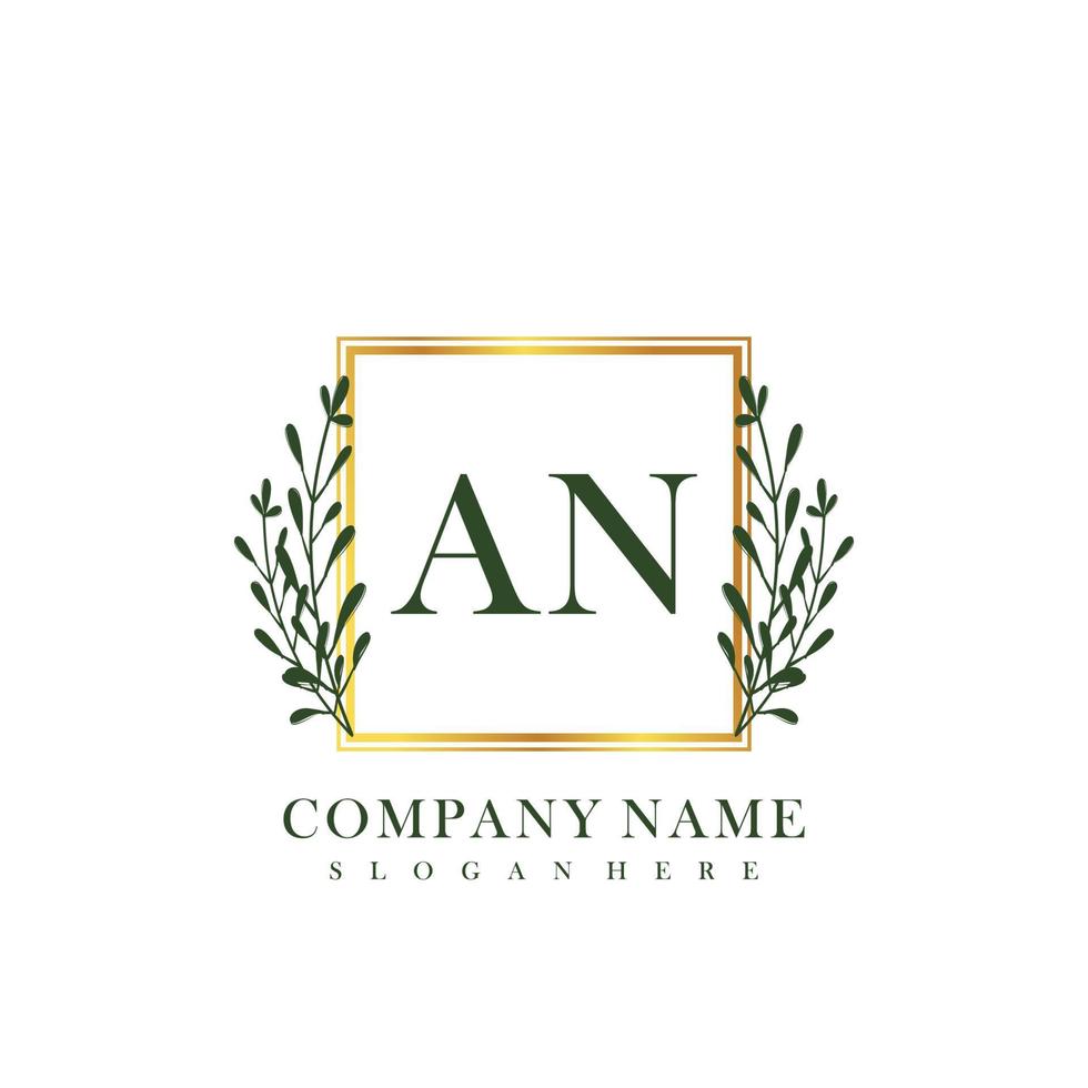 AN Initial beauty floral logo template vector