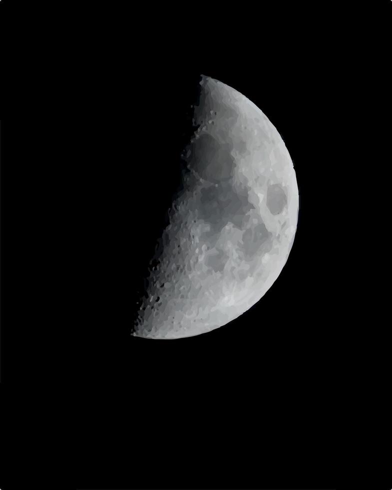 Vector realistic moon in the dark sky