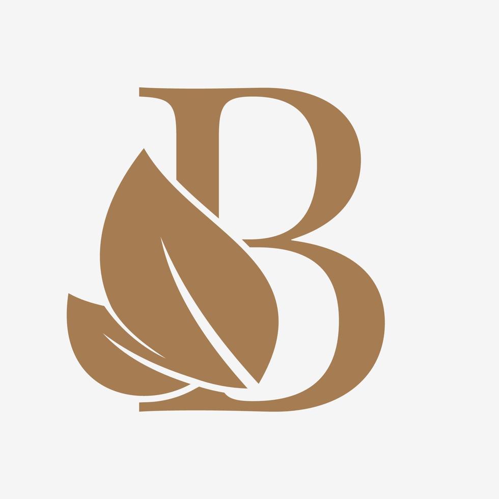 letter B with leaf decoration initial luxury vector logo design