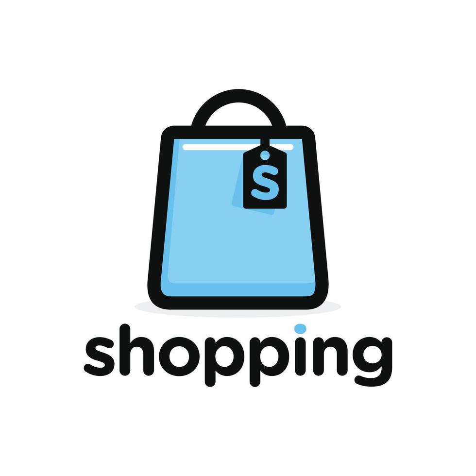 Shopping bag, online shop logo design vector