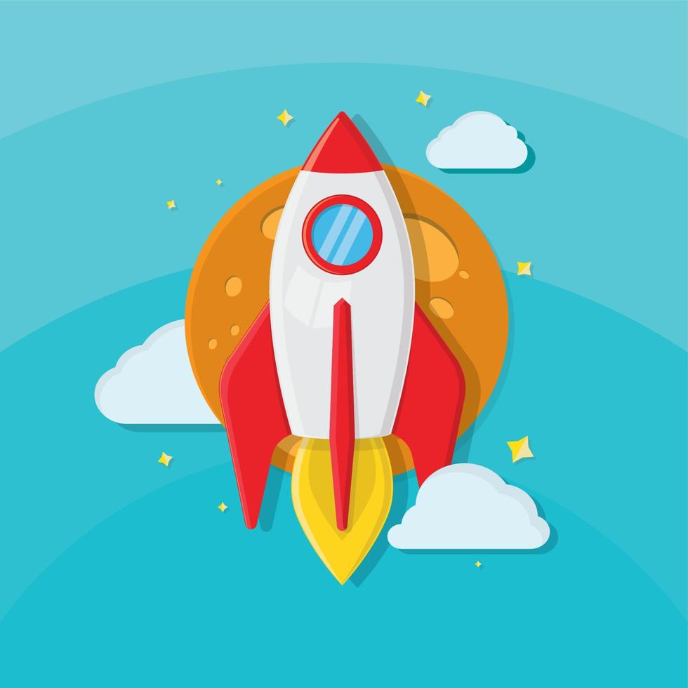 rocket launch illustration vector