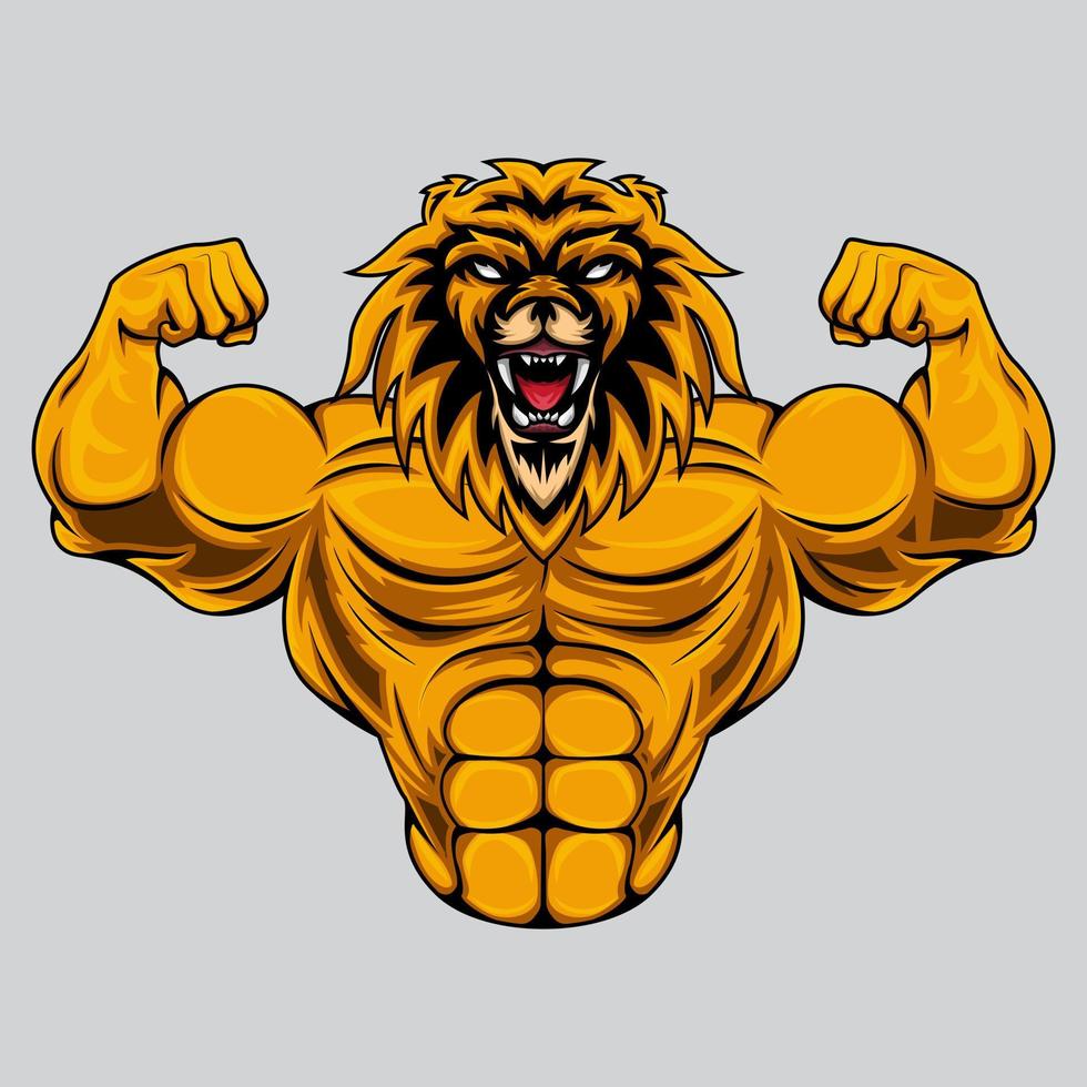 ilustración de muscular león. adecuado para aptitud logotipos, fisicoculturistas, gimnasio Atletas vector