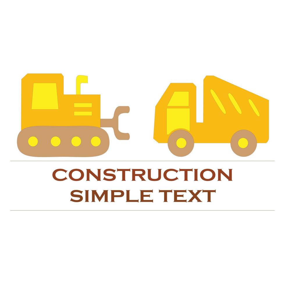 Bulldozer and dump truck logo template in black and yellow. Heavy contruction equipment icon. vector