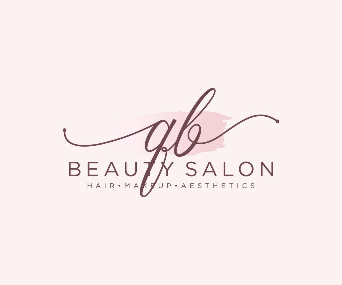 Initial QB feminine logo collections template. handwriting logo of initial signature, wedding, fashion, jewerly, boutique, floral and botanical with creative template for any company or business. vector