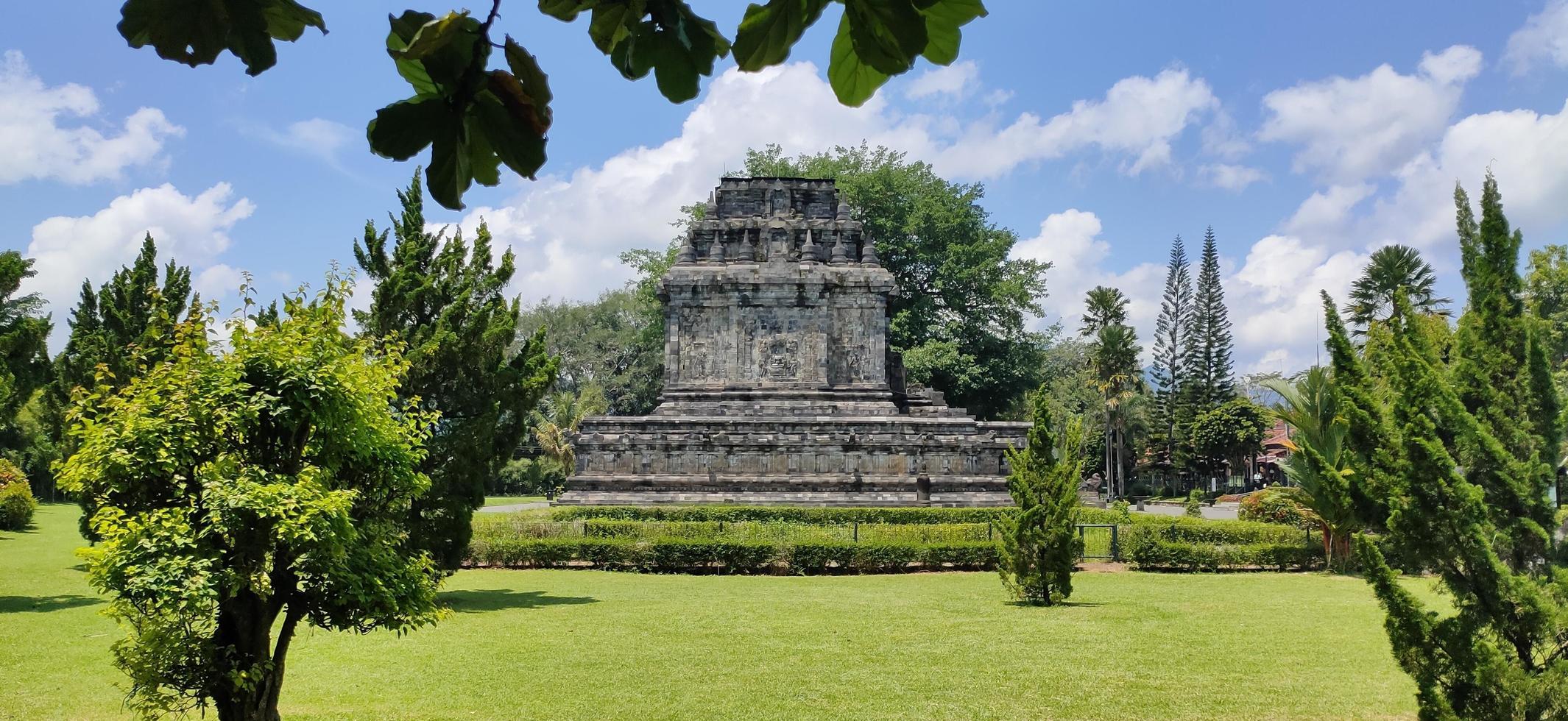 Magelang, Central Java, Indonesia, 2023 - Photo of the beautiful Mendut Temple, a relic of the ancient Mataram Kingdom and Buddhism. For recreation facilities to introduce history