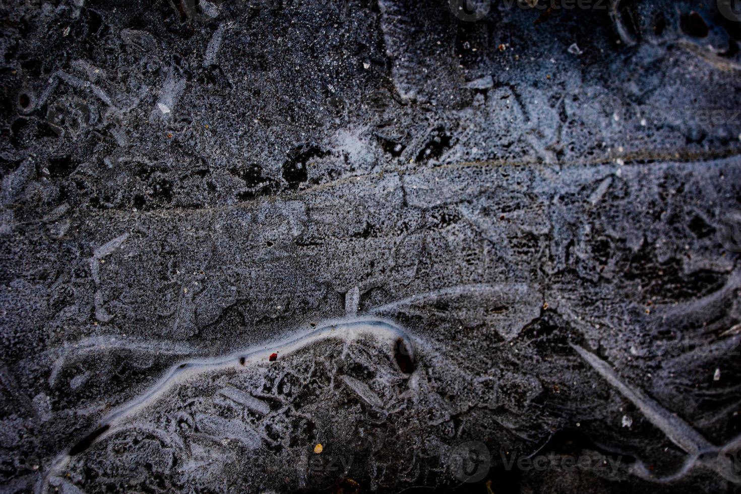nteresting abstract background with ice close-up on a frozen puddle photo