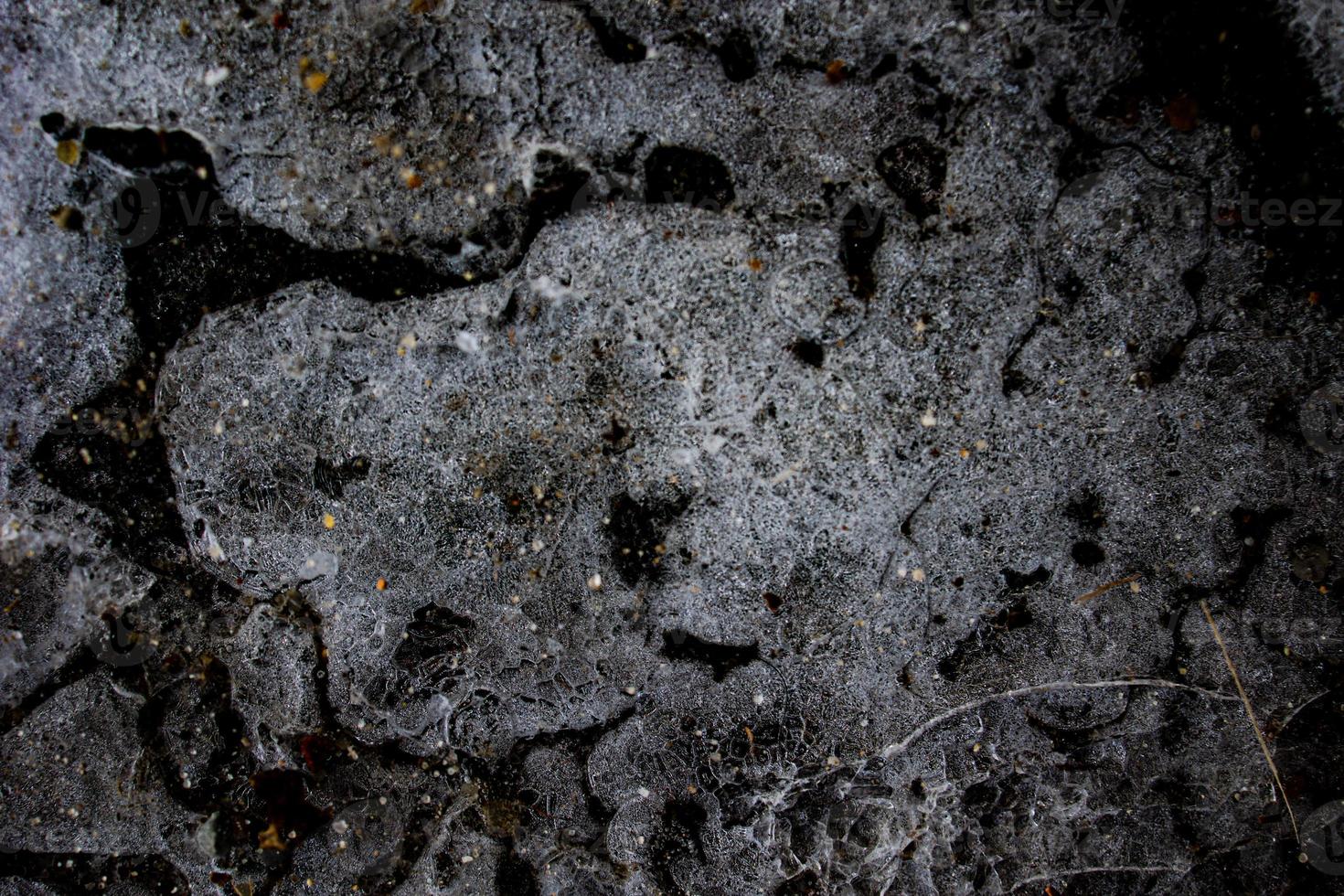 nteresting abstract background with ice close-up on a frozen puddle photo