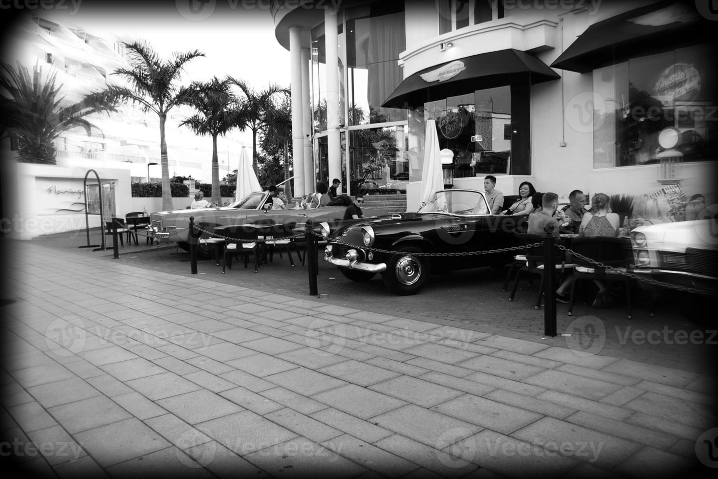 interesting tourist streets in the south of the Canary Island of Tenerife in Spain on a warm summer day photo