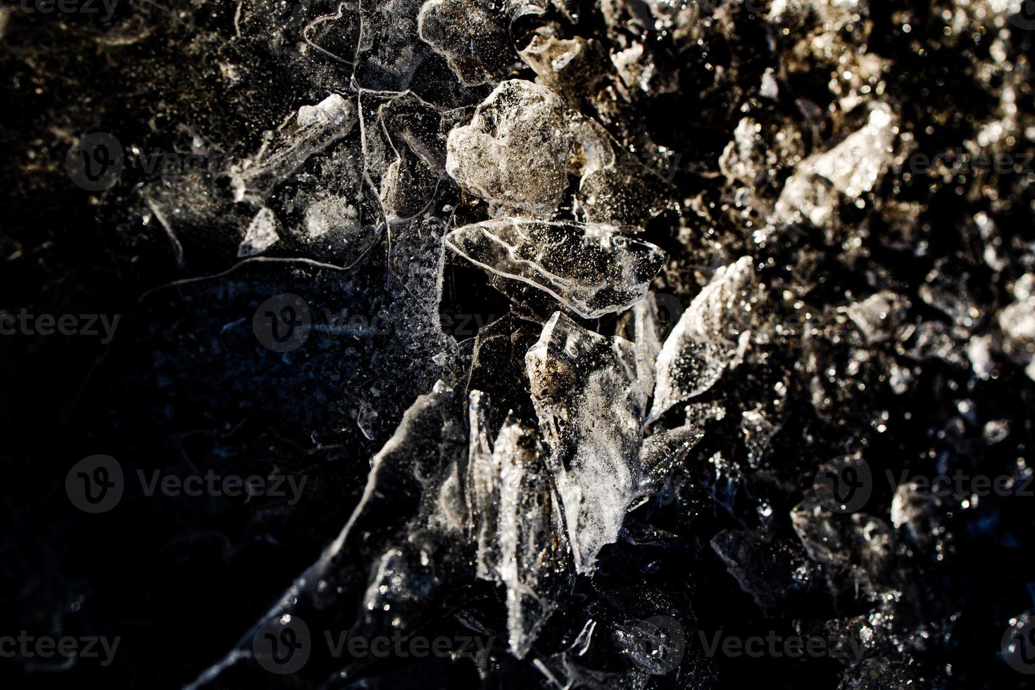 nteresting abstract background with ice close-up on a frozen puddle photo