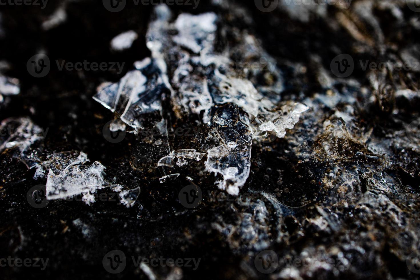 nteresting abstract background with ice close-up on a frozen puddle photo