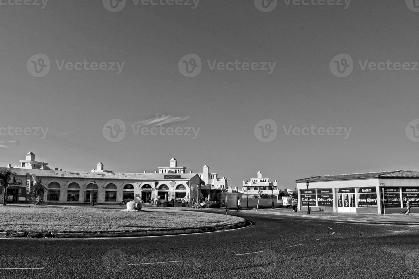 city of Corralejo on the Spanish Canary Island Fuerteventura on a warm holiday day photo