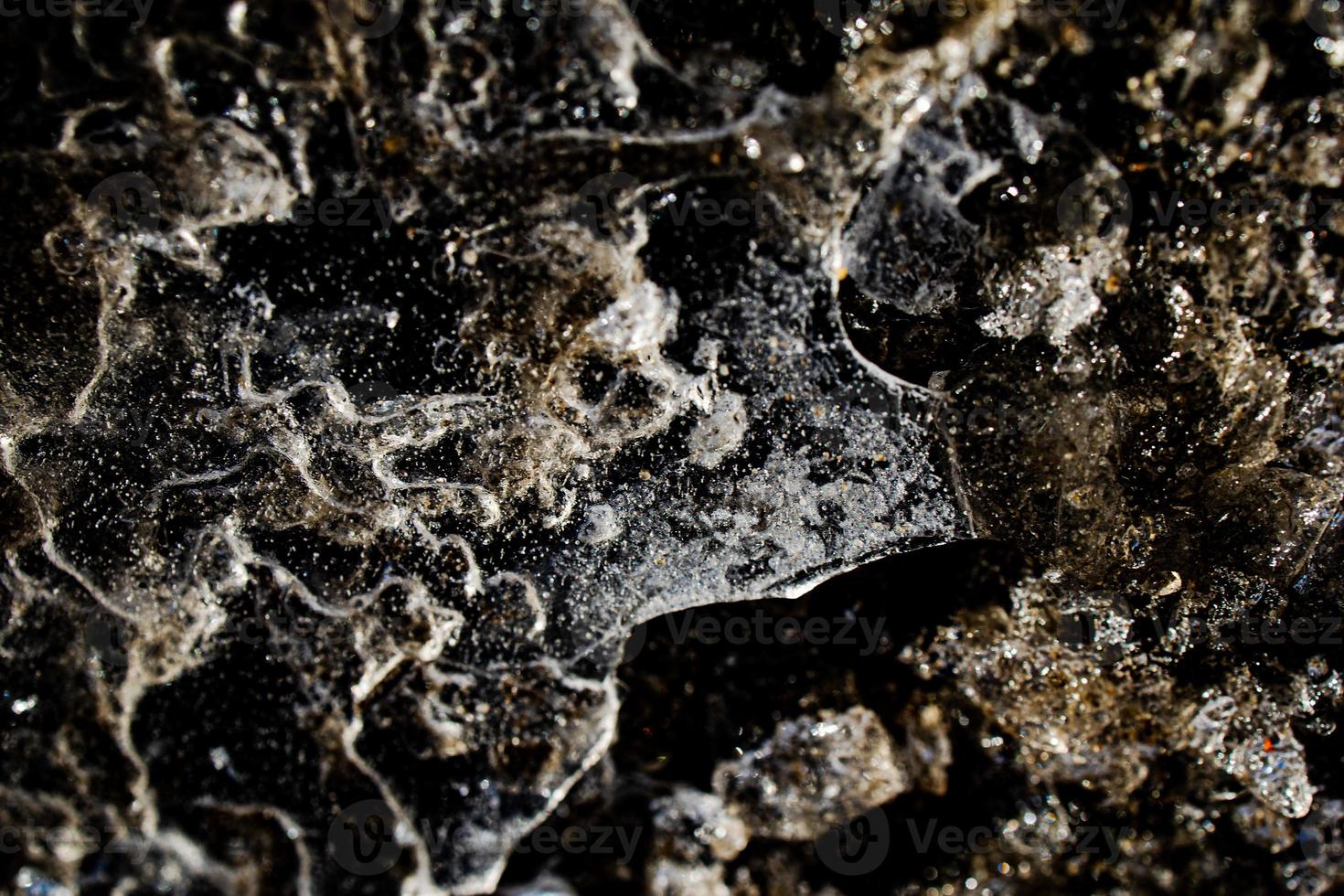 nteresting abstract background with ice close-up on a frozen puddle photo