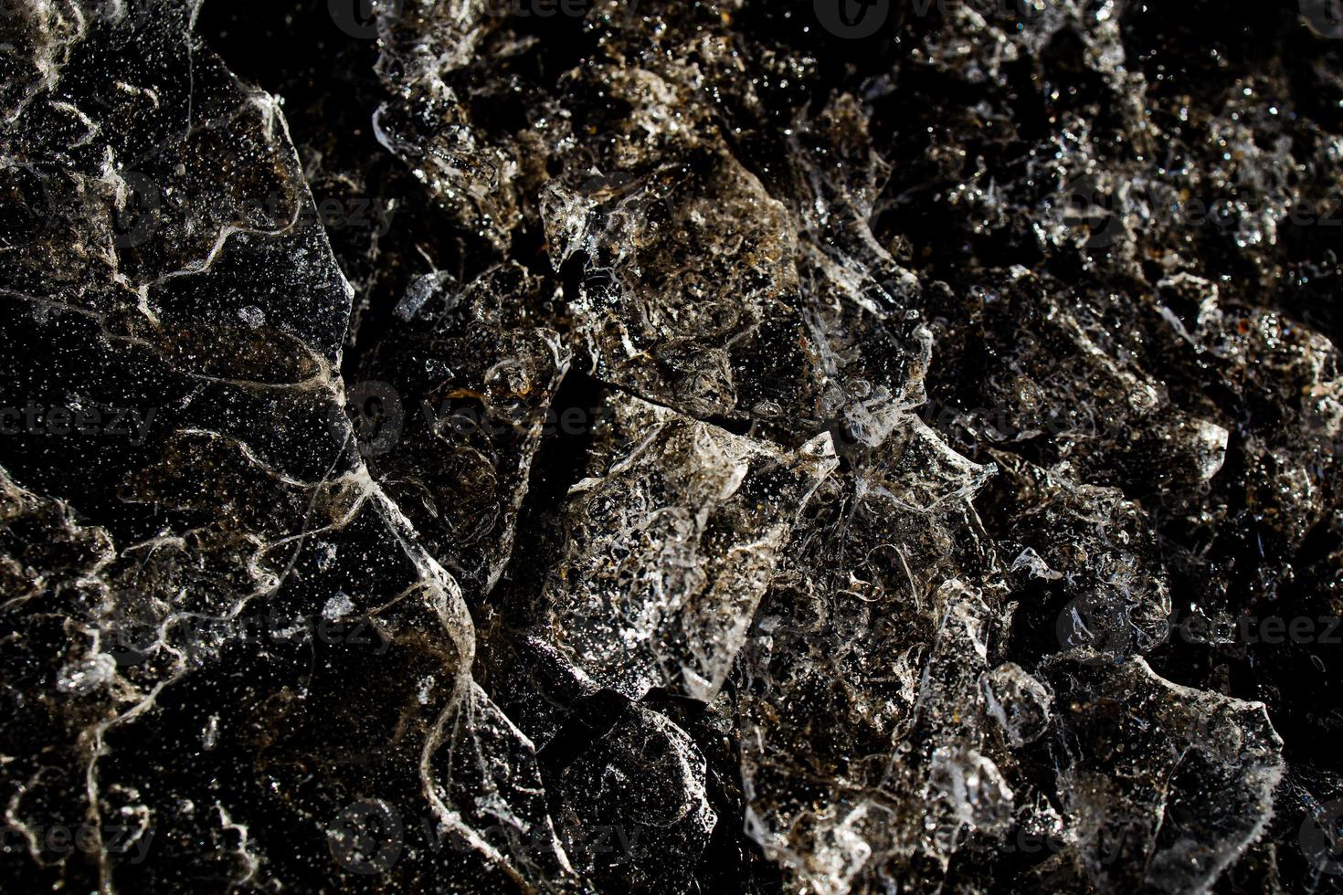nteresting abstract background with ice close-up on a frozen puddle photo