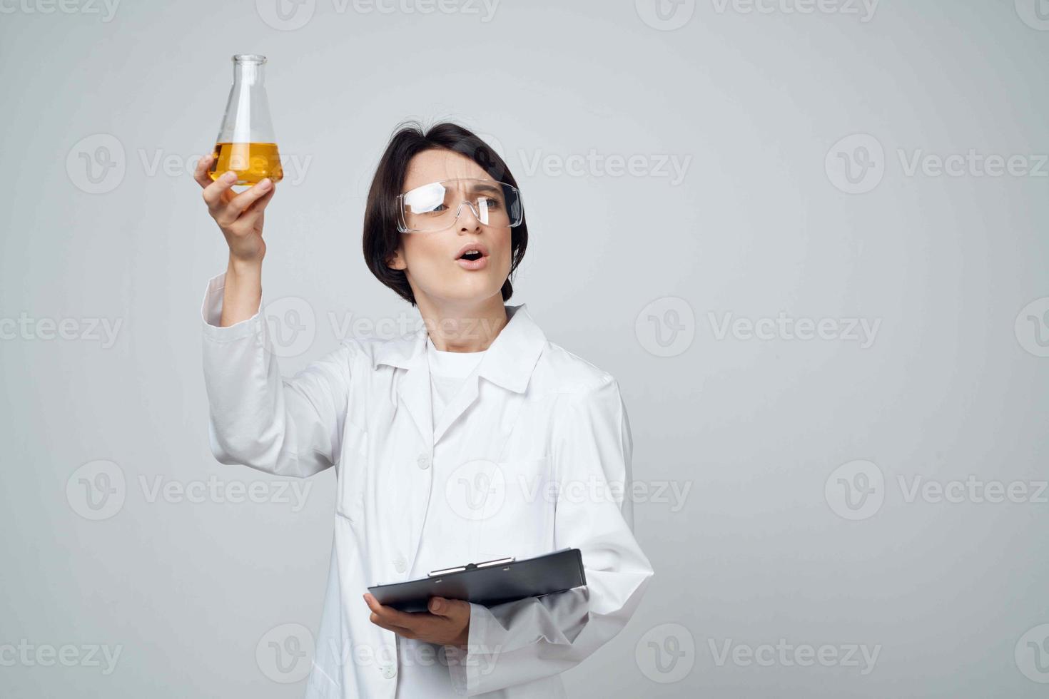 woman laboratory assistant testing analysis research science photo