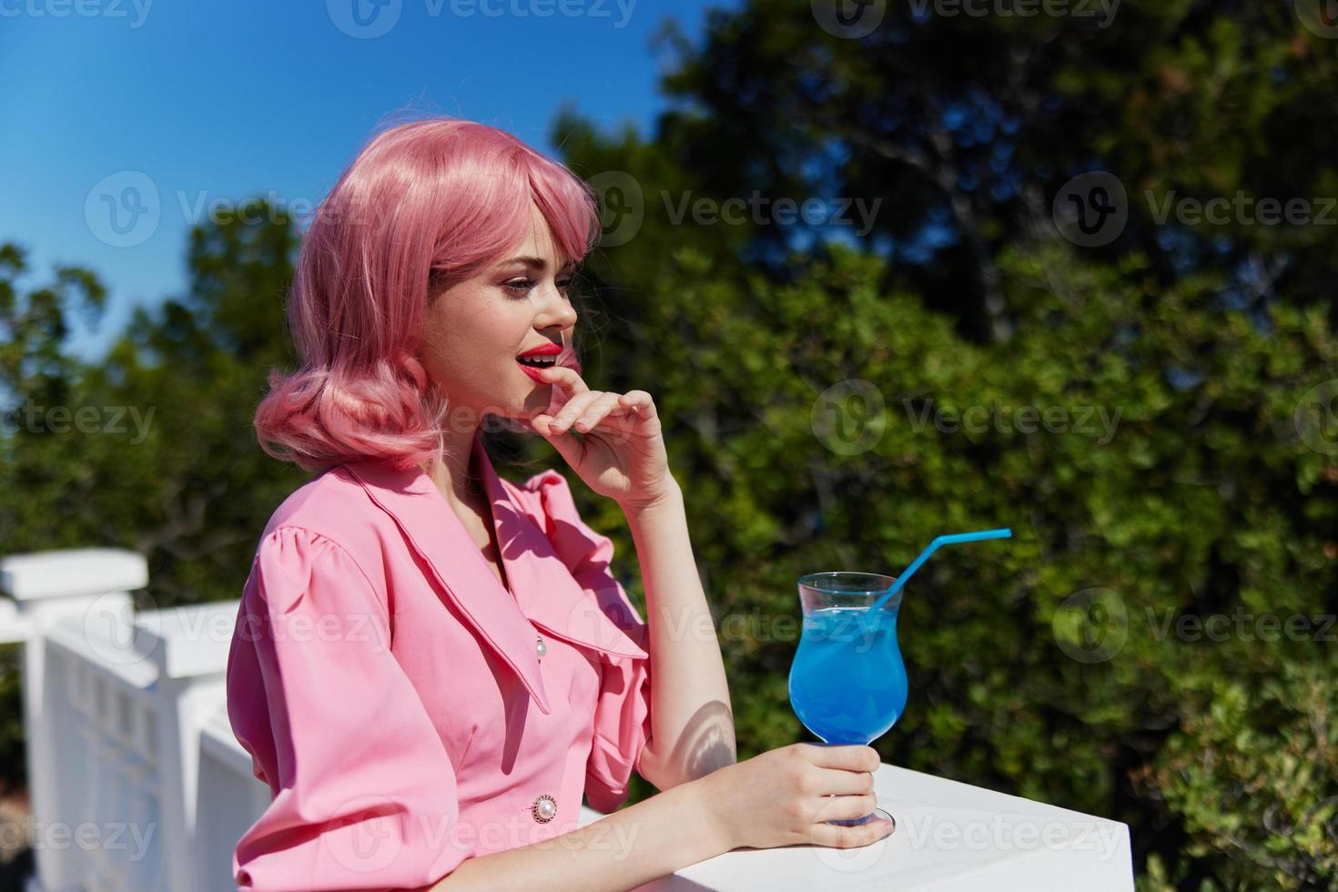 glamorous woman happiness vacation sunny summer cocktail Relaxation concept photo