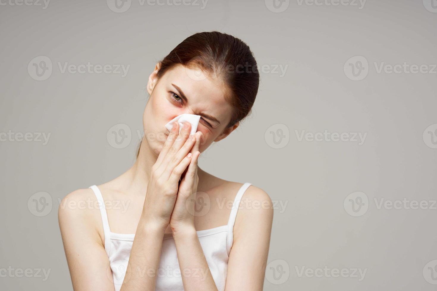 mujer gripe infección virus salud problemas ligero antecedentes foto