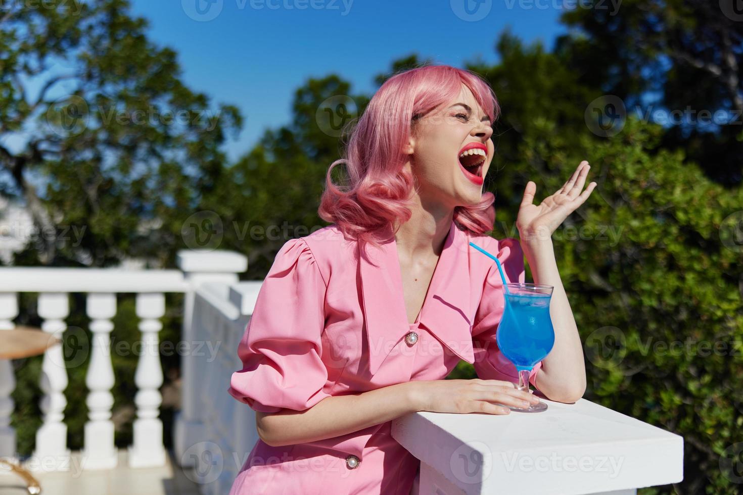 attractive woman happiness vacation sunny summer cocktail Summer day photo