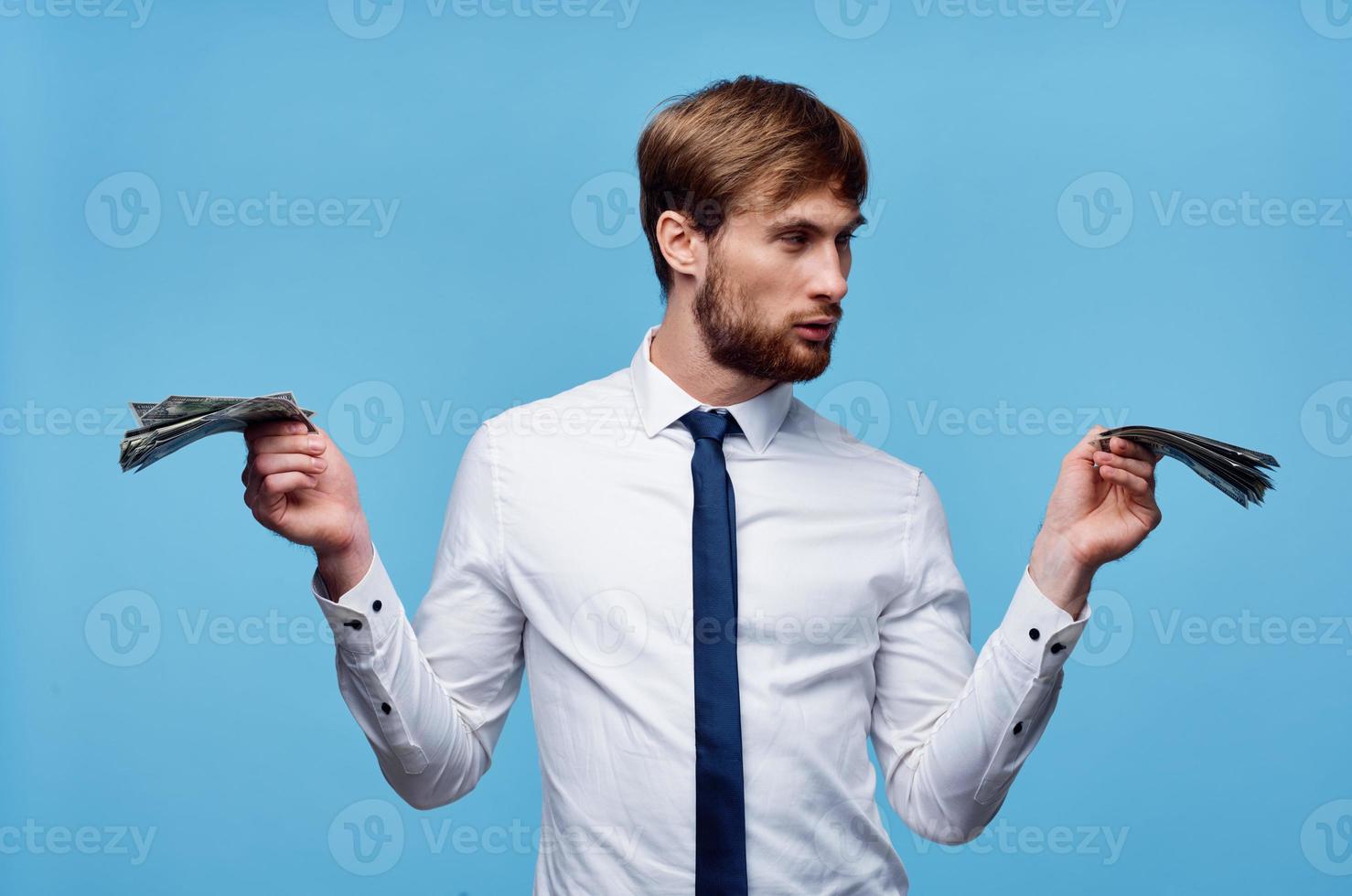 business man wads of money self confidence financial lifestyle photo
