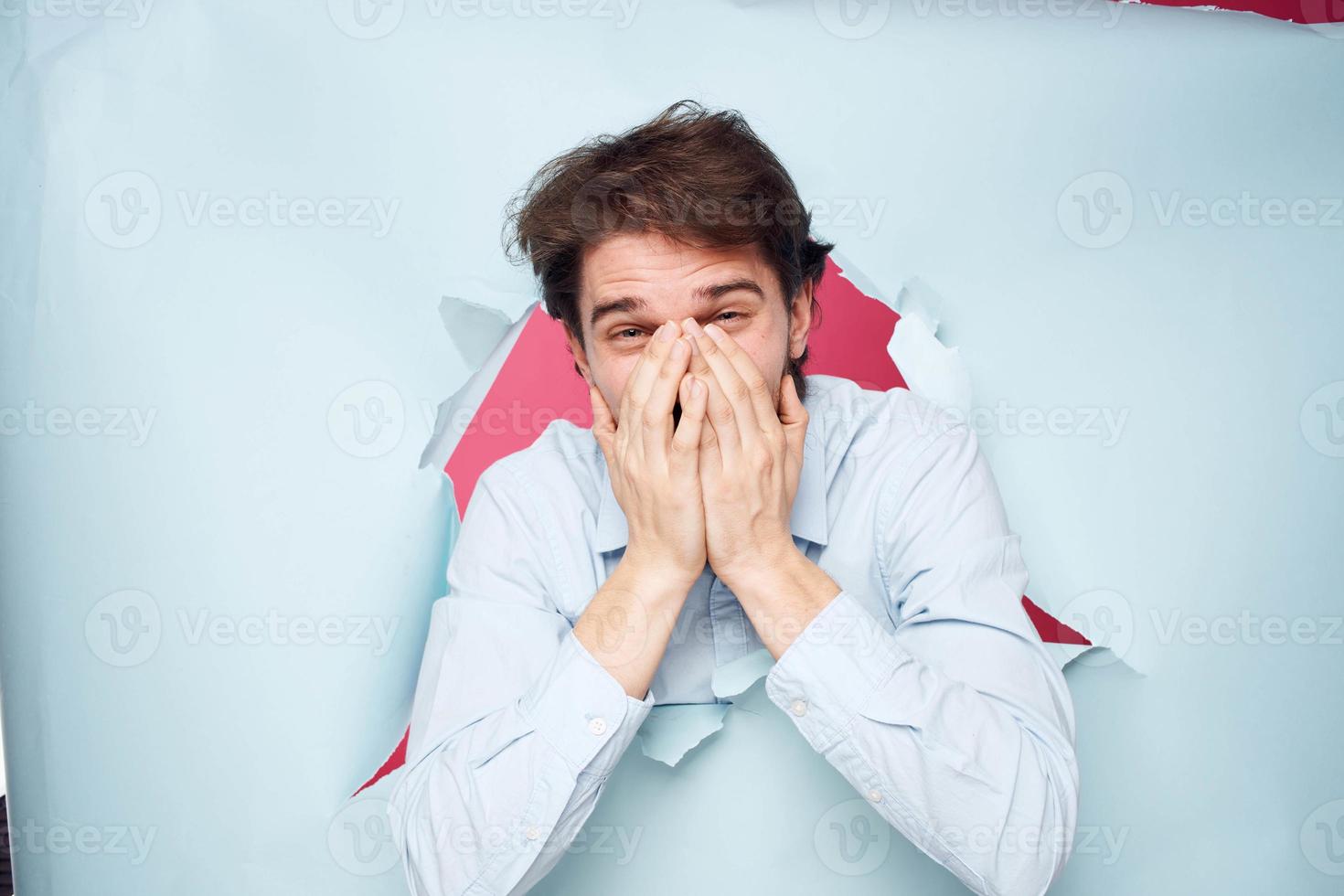 Emotional man shirtless office career business Lifestyle photo