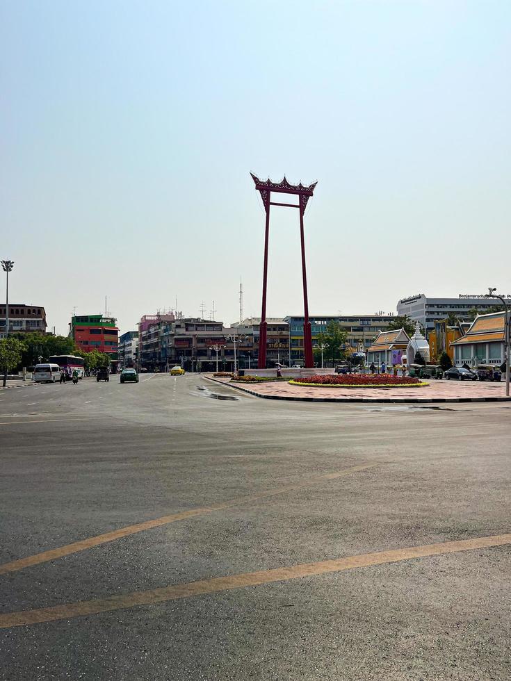 Bangkok, Thailand, 2023. Giant Swing in front of Wat Suthat Thep Wararam. religious historical monument of Thailand. photo