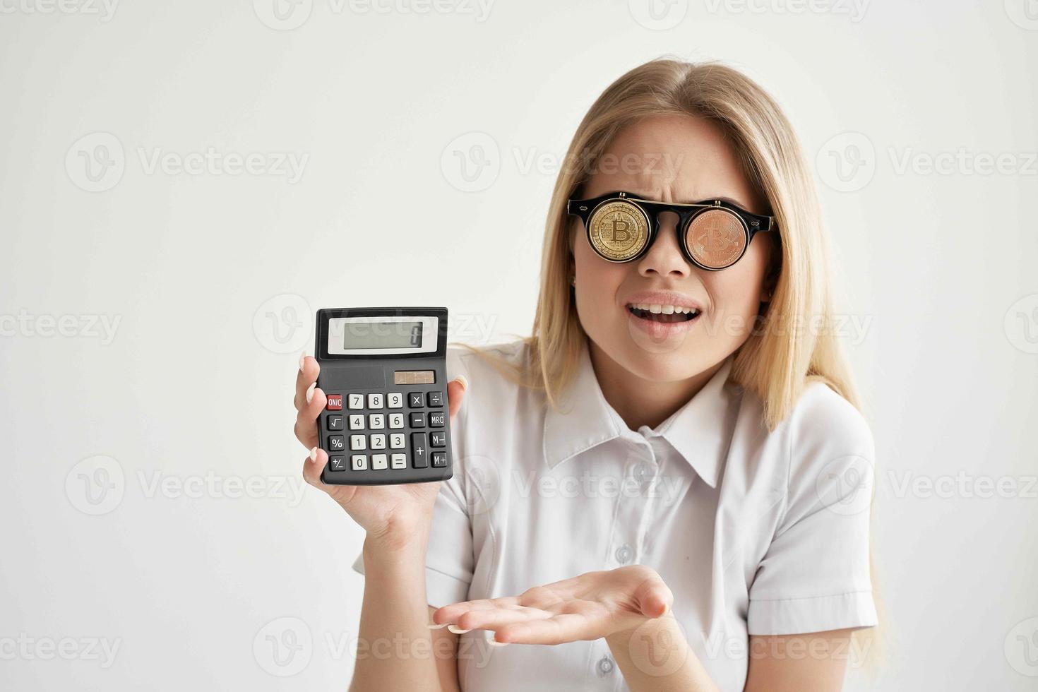 cheerful woman in a white shirt with a folder in hand isolated background photo