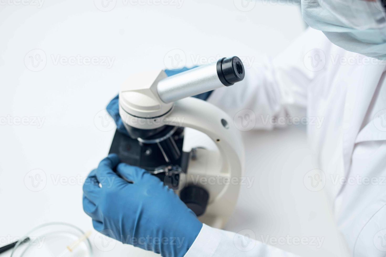 Laboratory microscope biotechnology research work photo