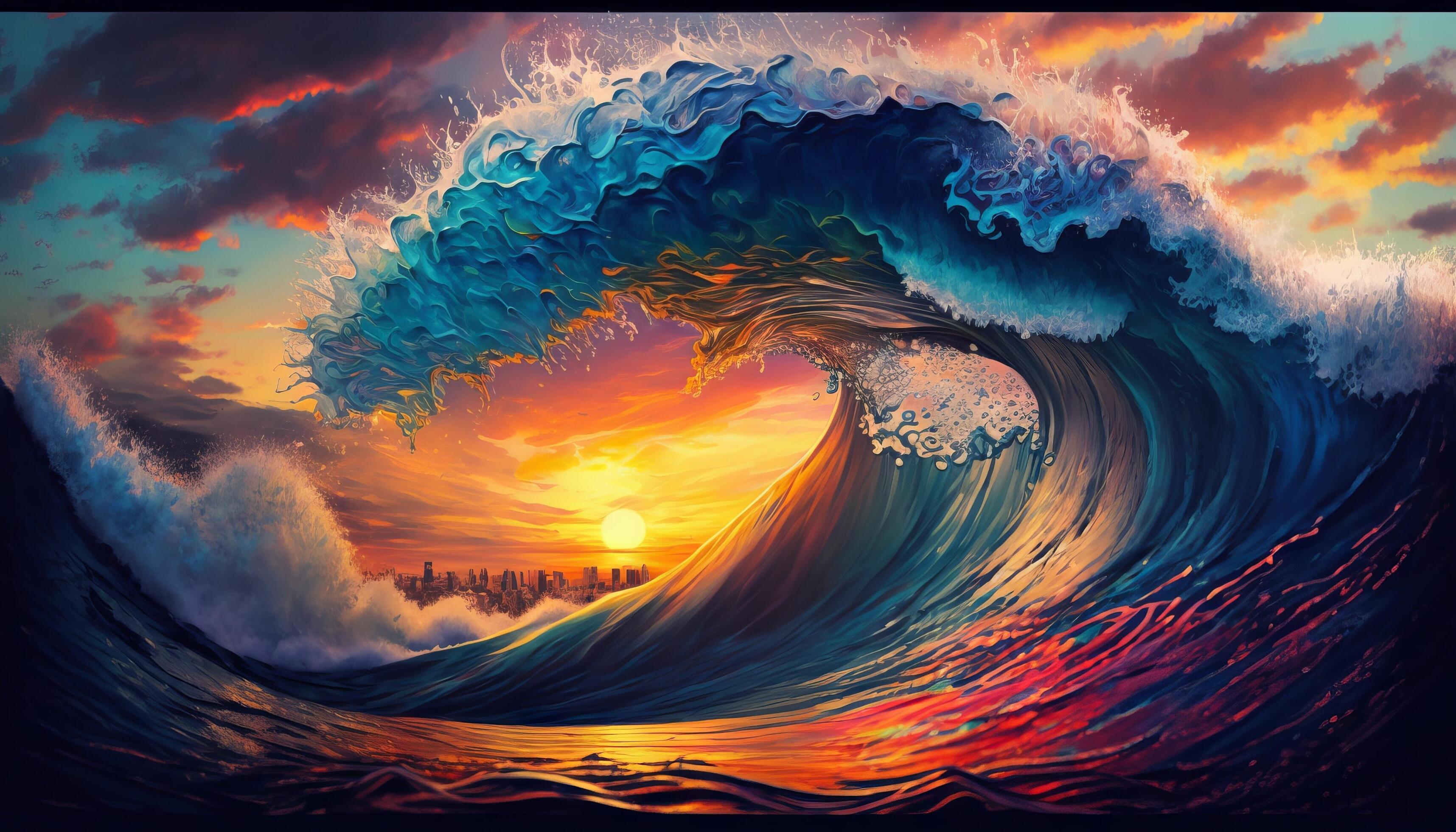 ocean waves sunset