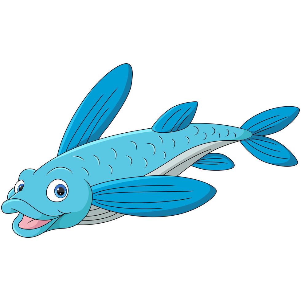 linda volador pescado dibujos animados en blanco antecedentes vector