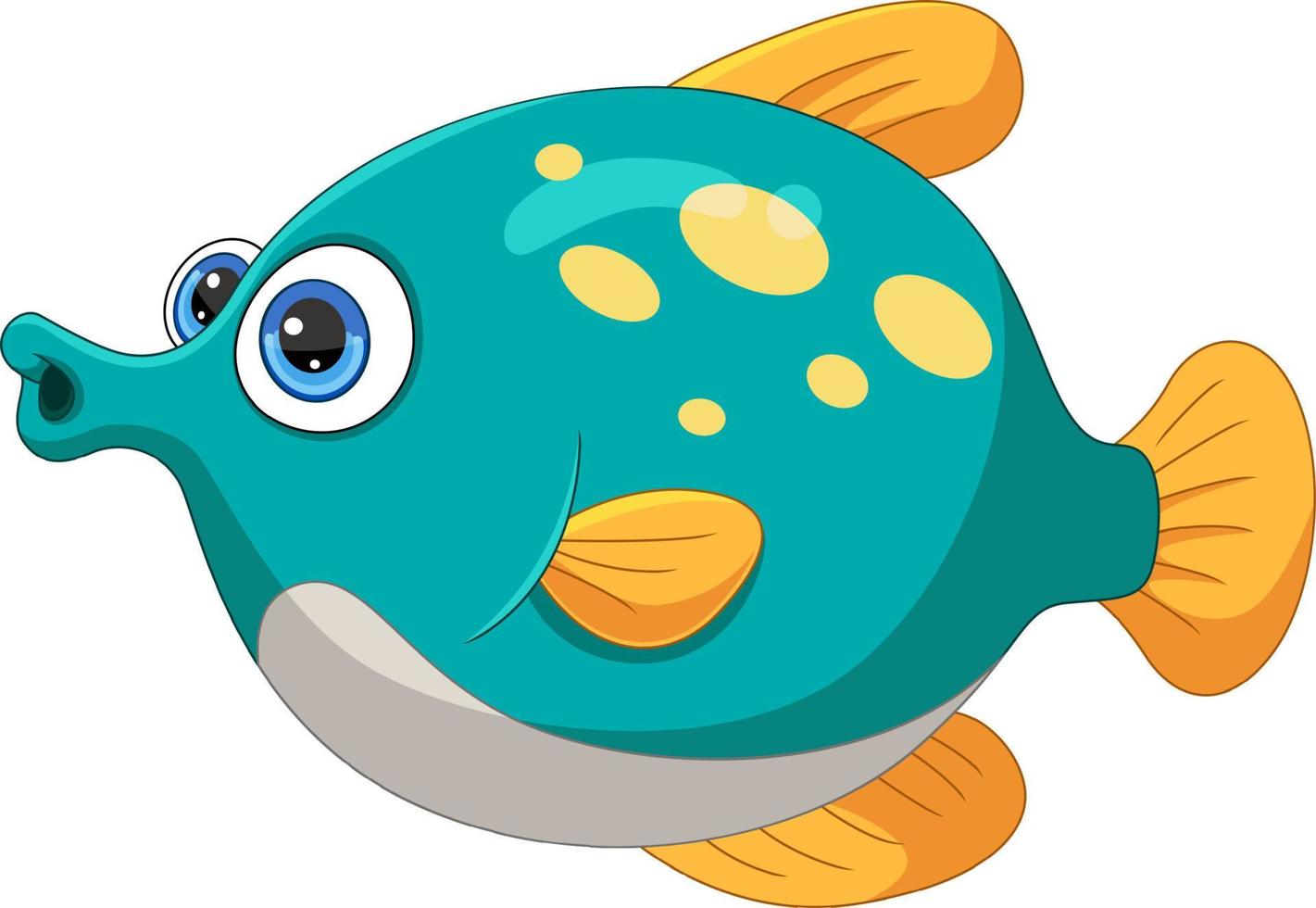 Cute puffer fish cartoon on white background vector