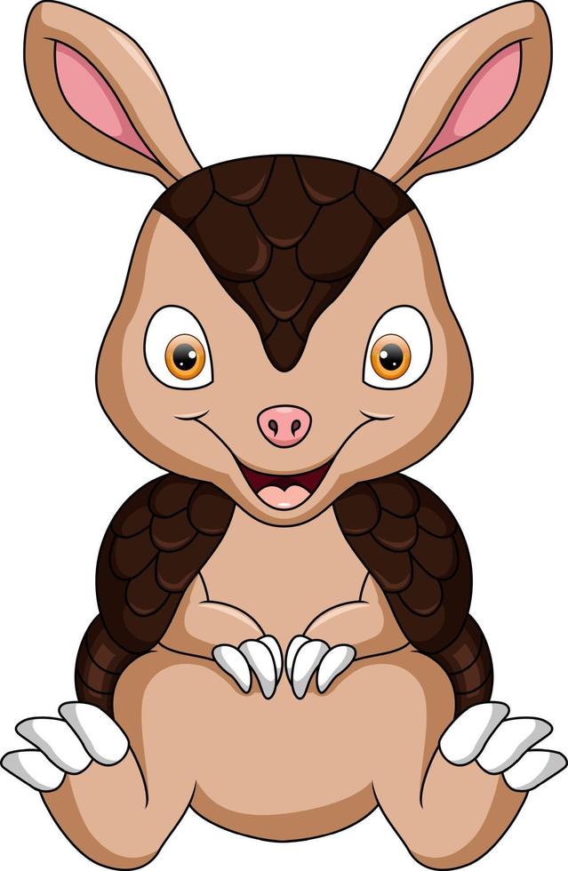 linda bebé armadillo dibujos animados sentado vector