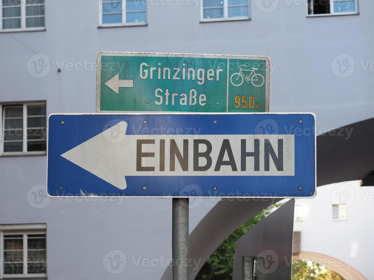 German one way street sign photo