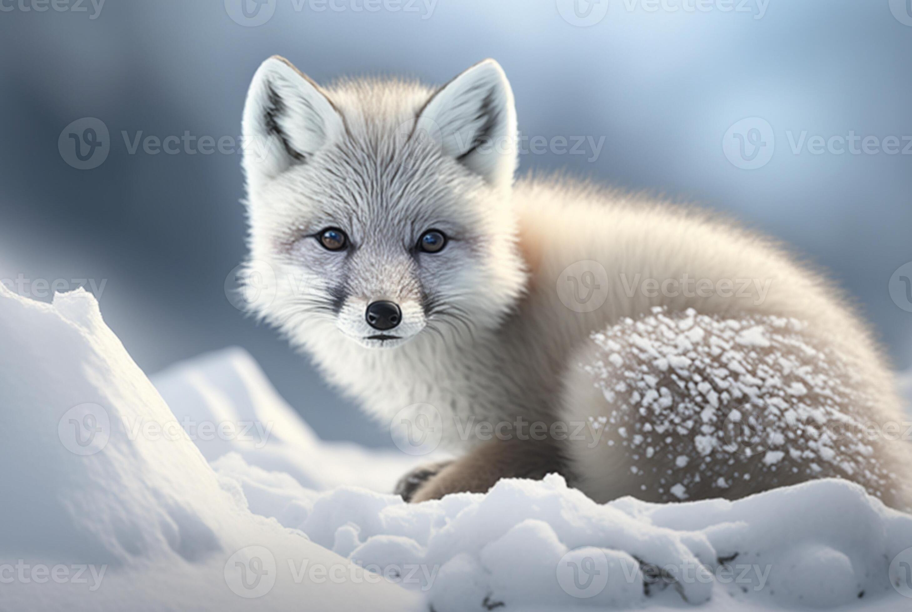 Arctic fox pup Vulpes Lagopus in snow habitat, generative ai 22263020 Stock  Photo at Vecteezy