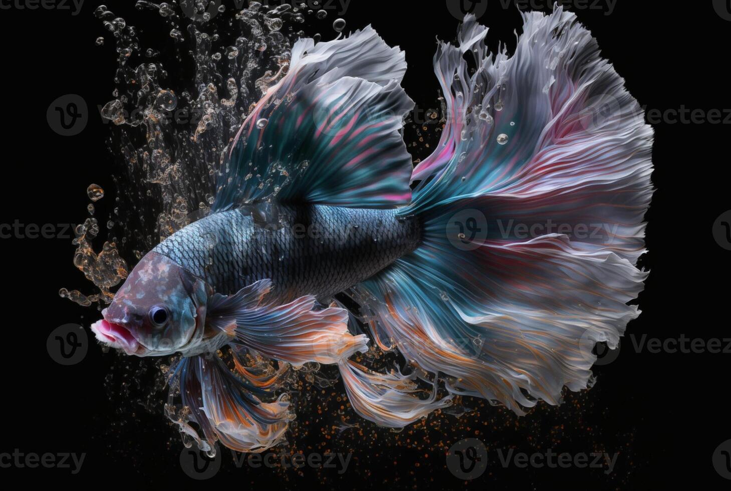 one betta fish swimming with its tail. photo