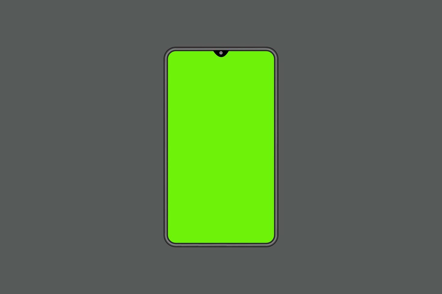 Mobile phone with blank green screen isolated on gray background. free photo