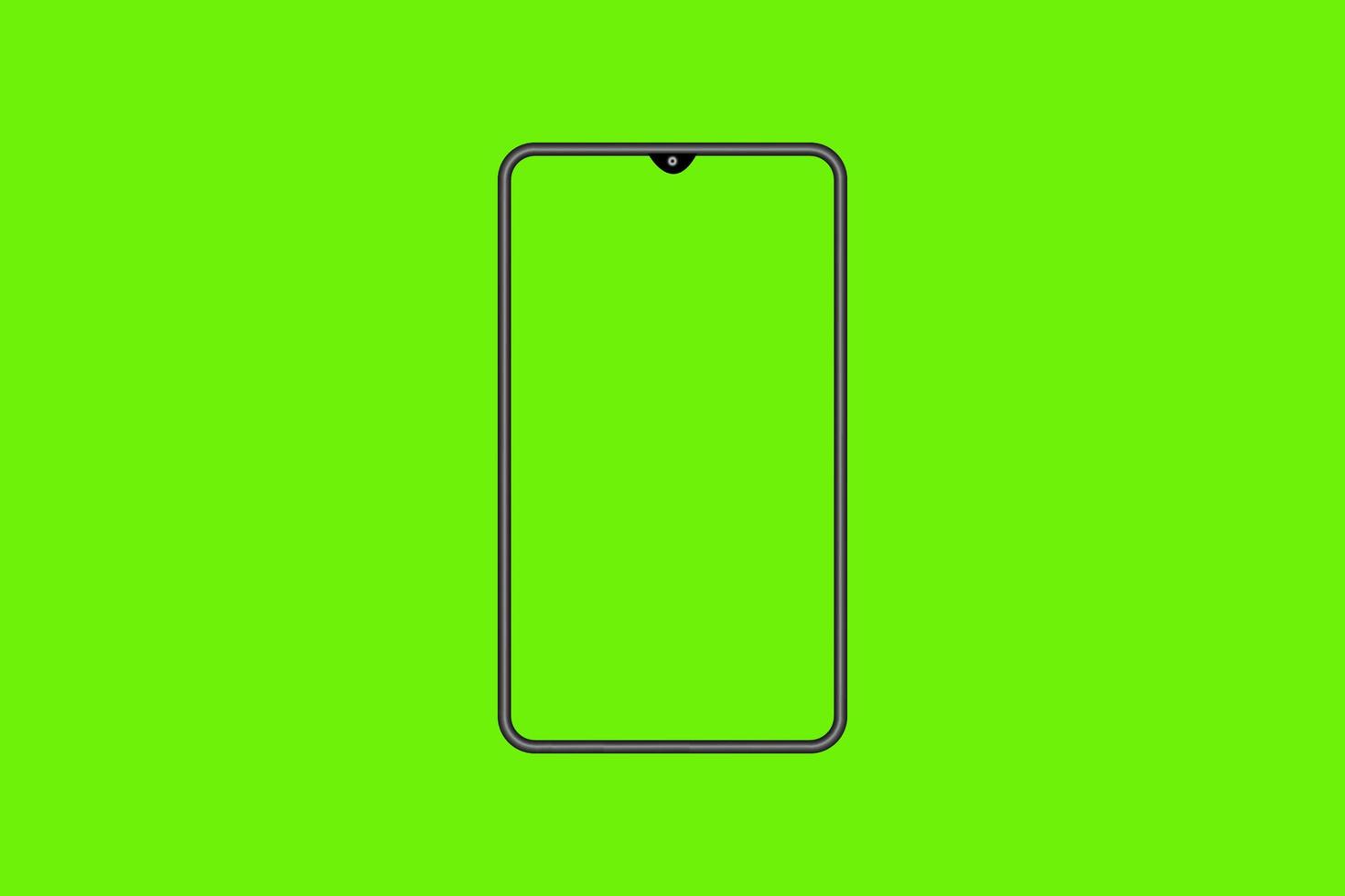 Mobile phone with blank green screen isolated on green background. photo