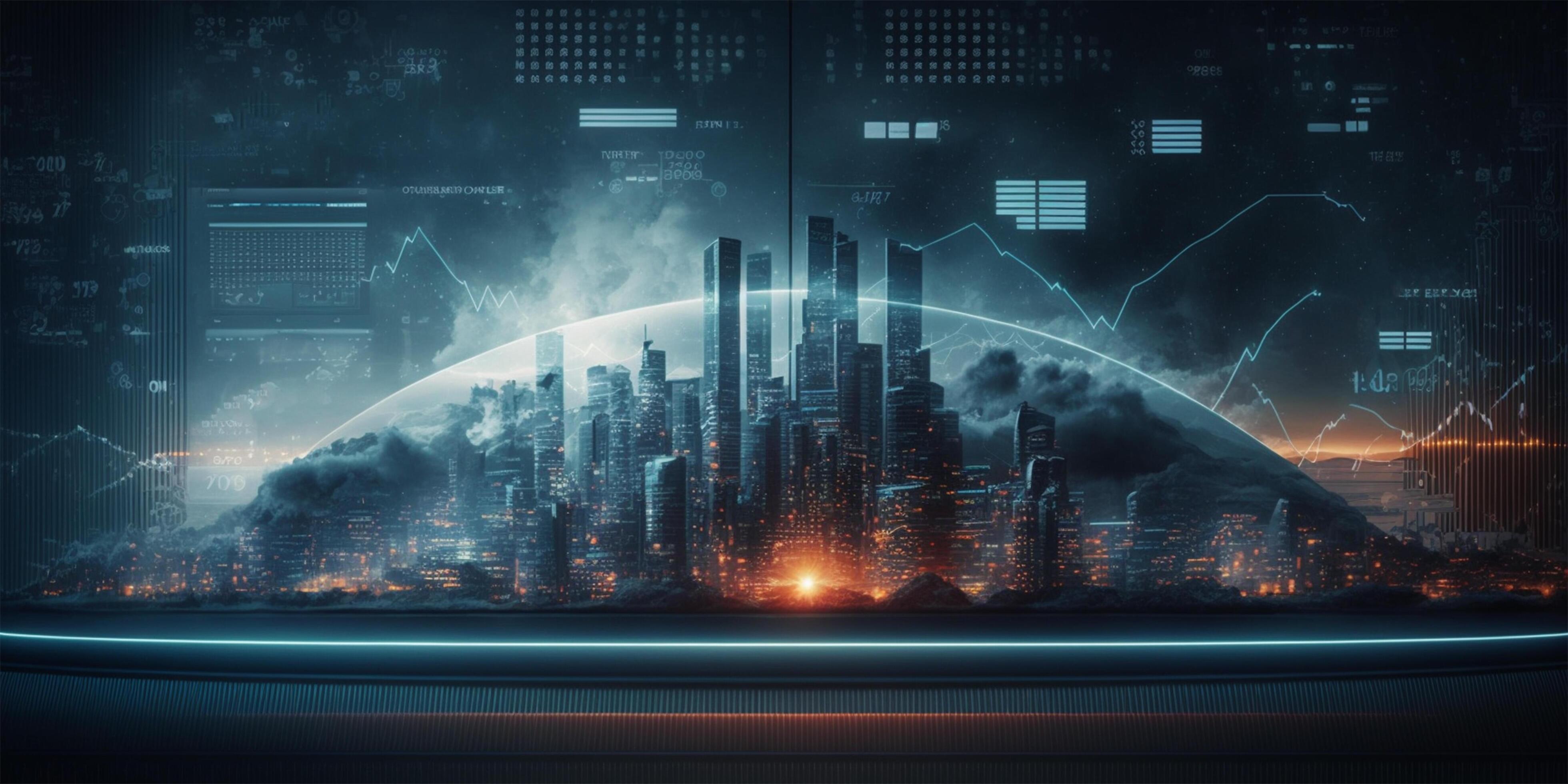 Smart city and abstract dot point connect with gradient line and aesthetic Intricate wave line