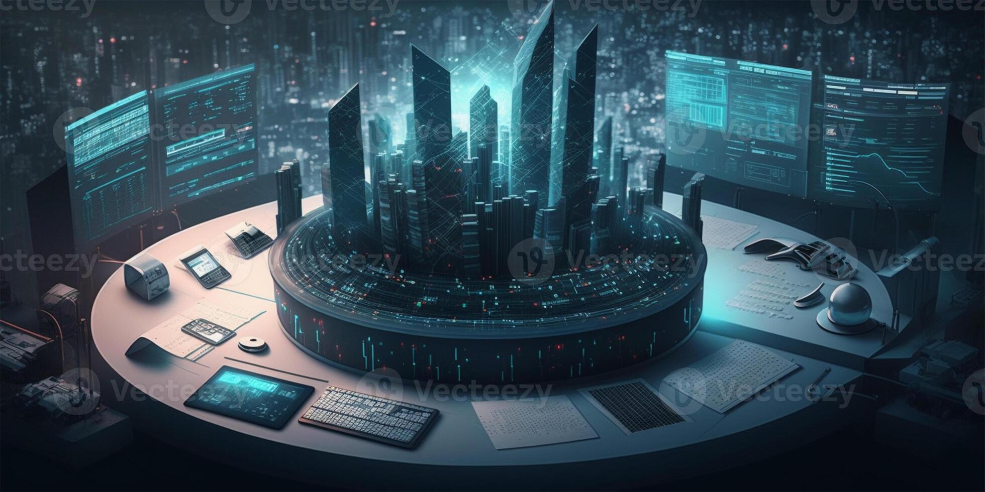 Smart city and abstract dot point connect with gradient line and aesthetic Intricate wave line design , data connection technology concept with . 5G. IoT Internet of Things communication. photo