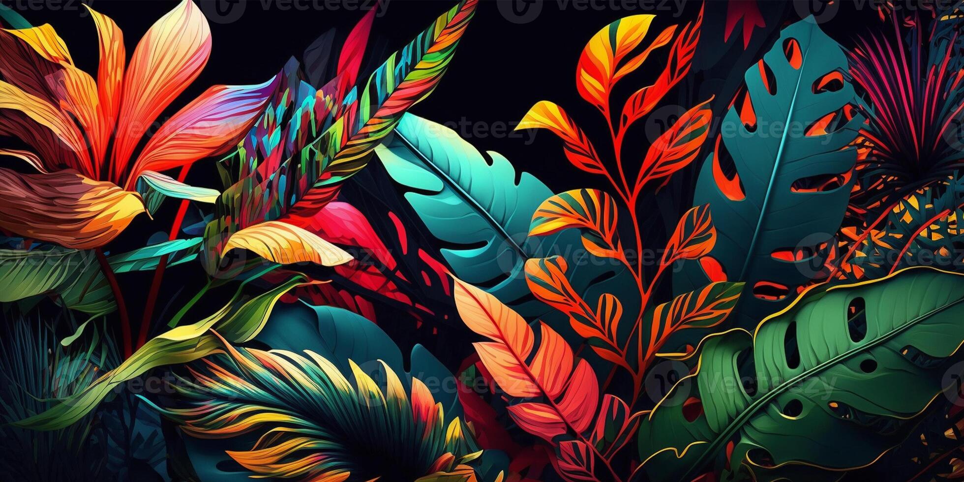 Abstract art colorful botanical background. Luxury modern wallpaper splash and watercolor, leaf, flower, tree and nature. Minimal Design for text, packaging, prints, wall decoration. . photo