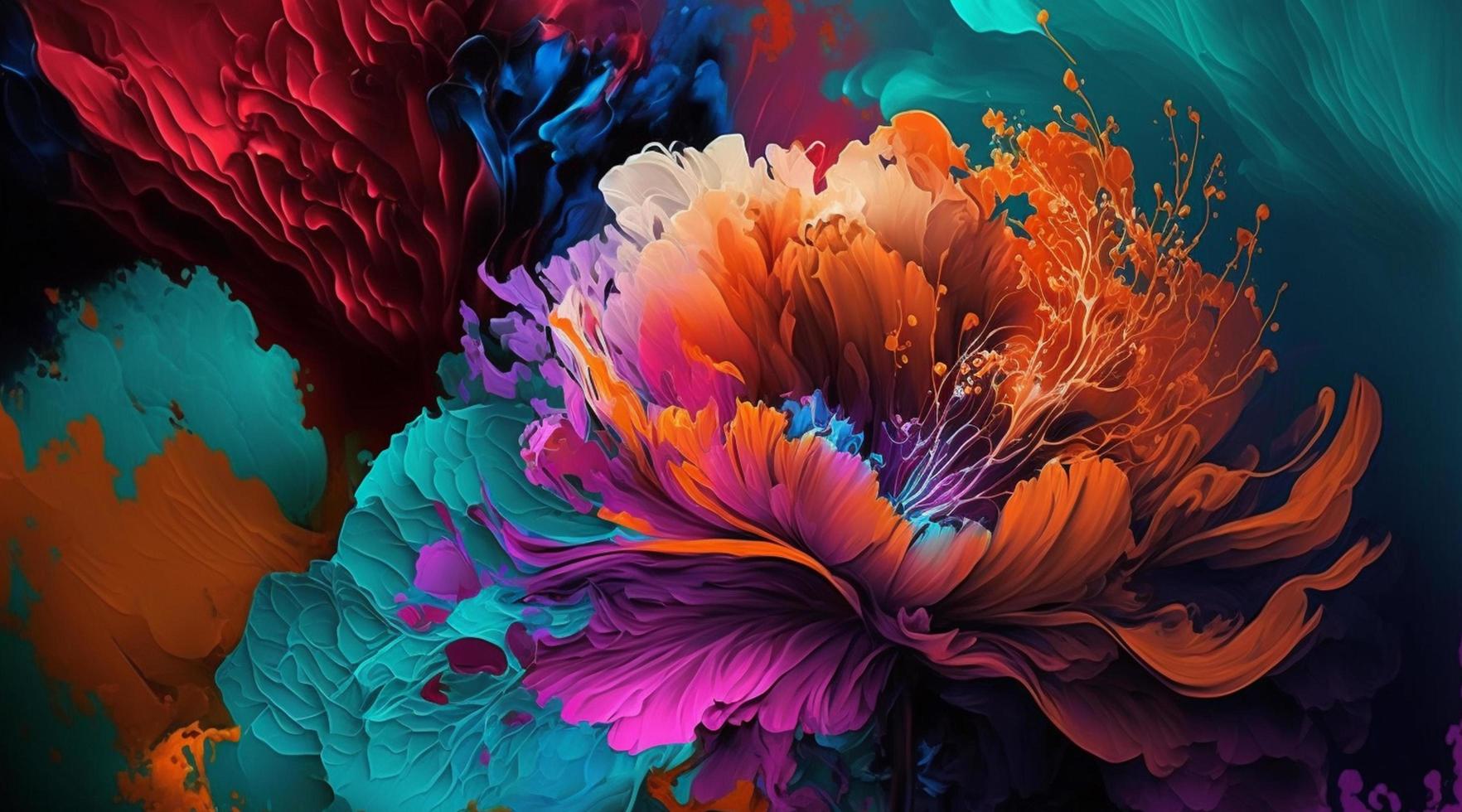 Beautiful modern colorful flower design with abstract and creative watercolor splash concept. generative Ai. photo