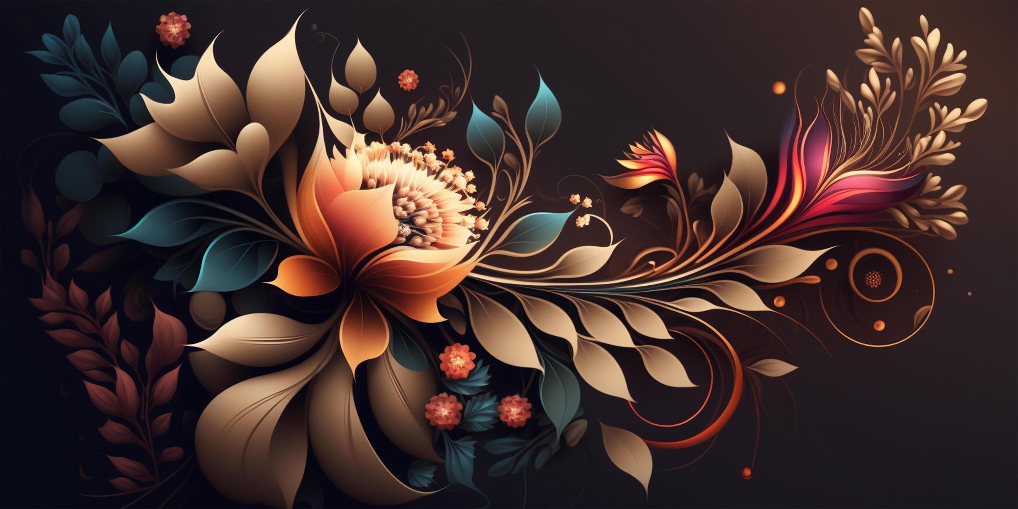 Abstract art colorful botanical background. Luxury modern wallpaper