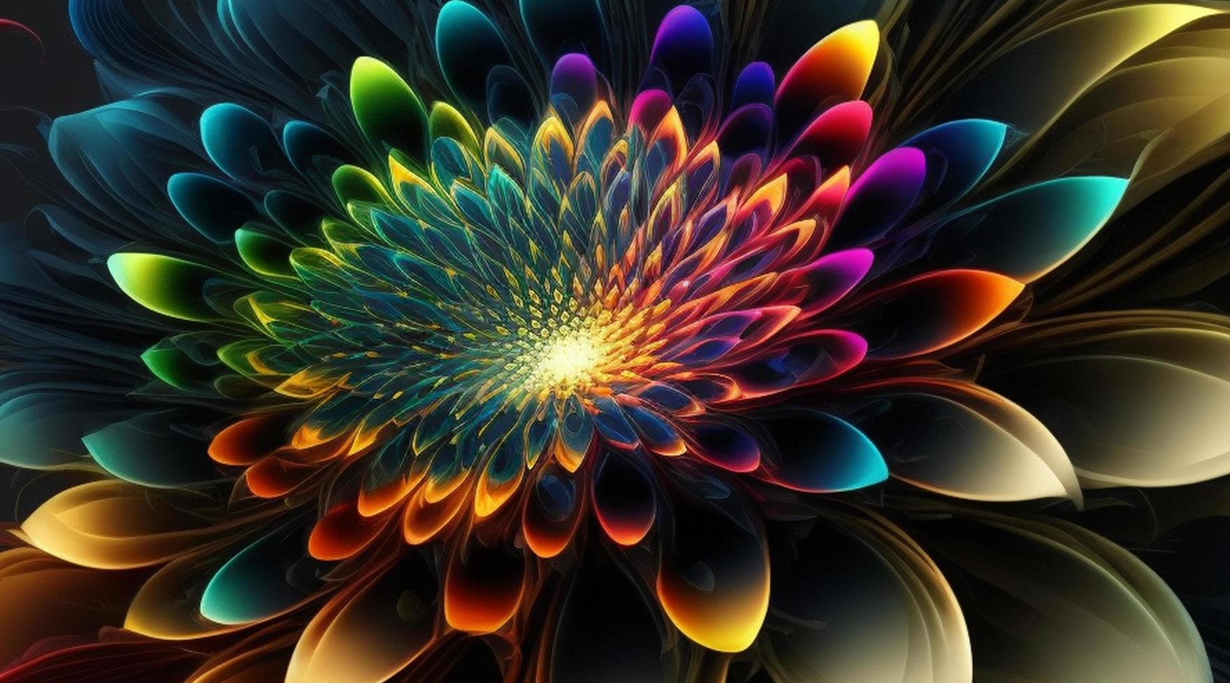 Abstract colorful neon flowers background with modern ornamental. Generative Ai. photo