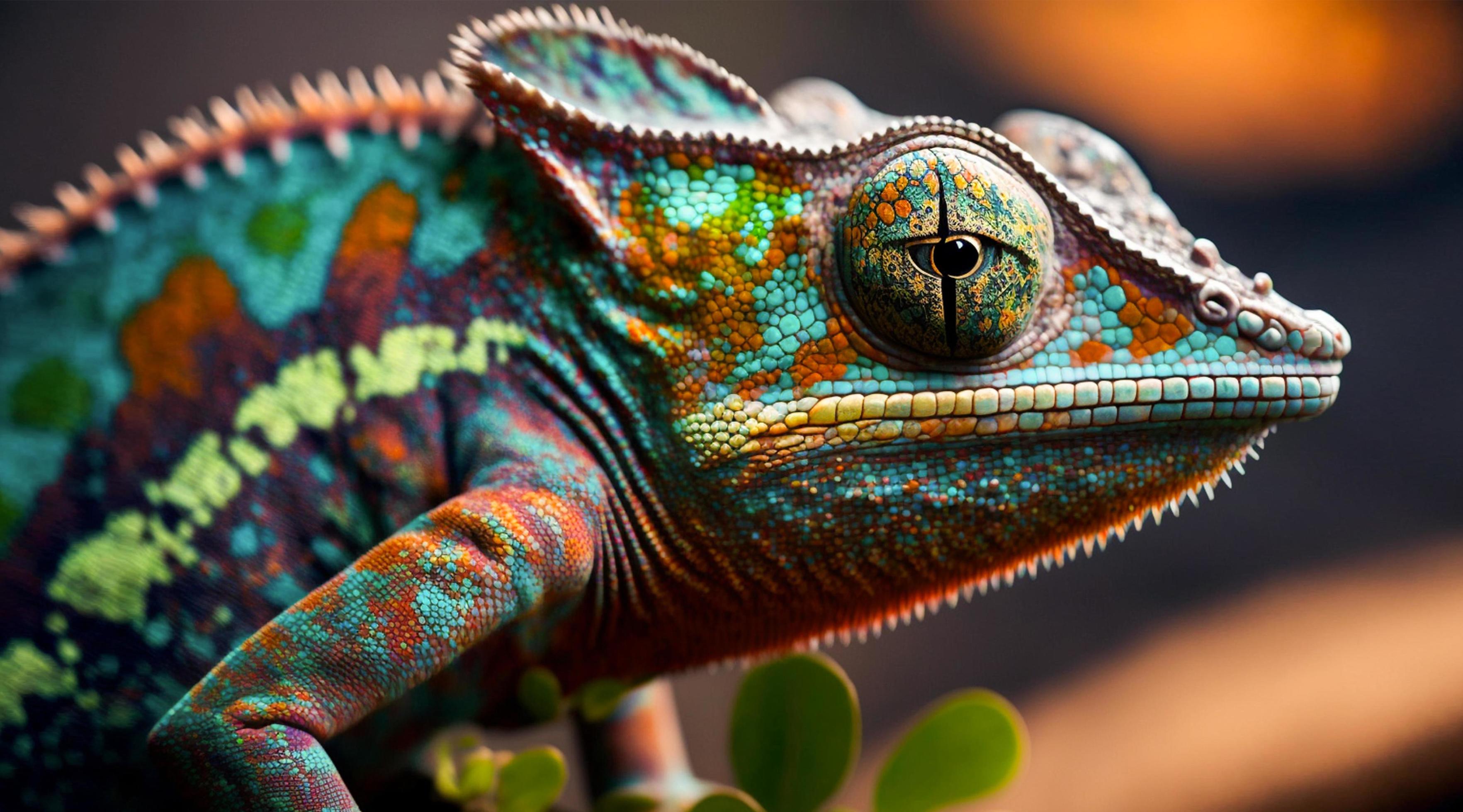 A Close Up of a Colorful Chameleon in Psychedelic Art with concept A Close Up of a Colorful Chameleon in Psychedelic Art with concept