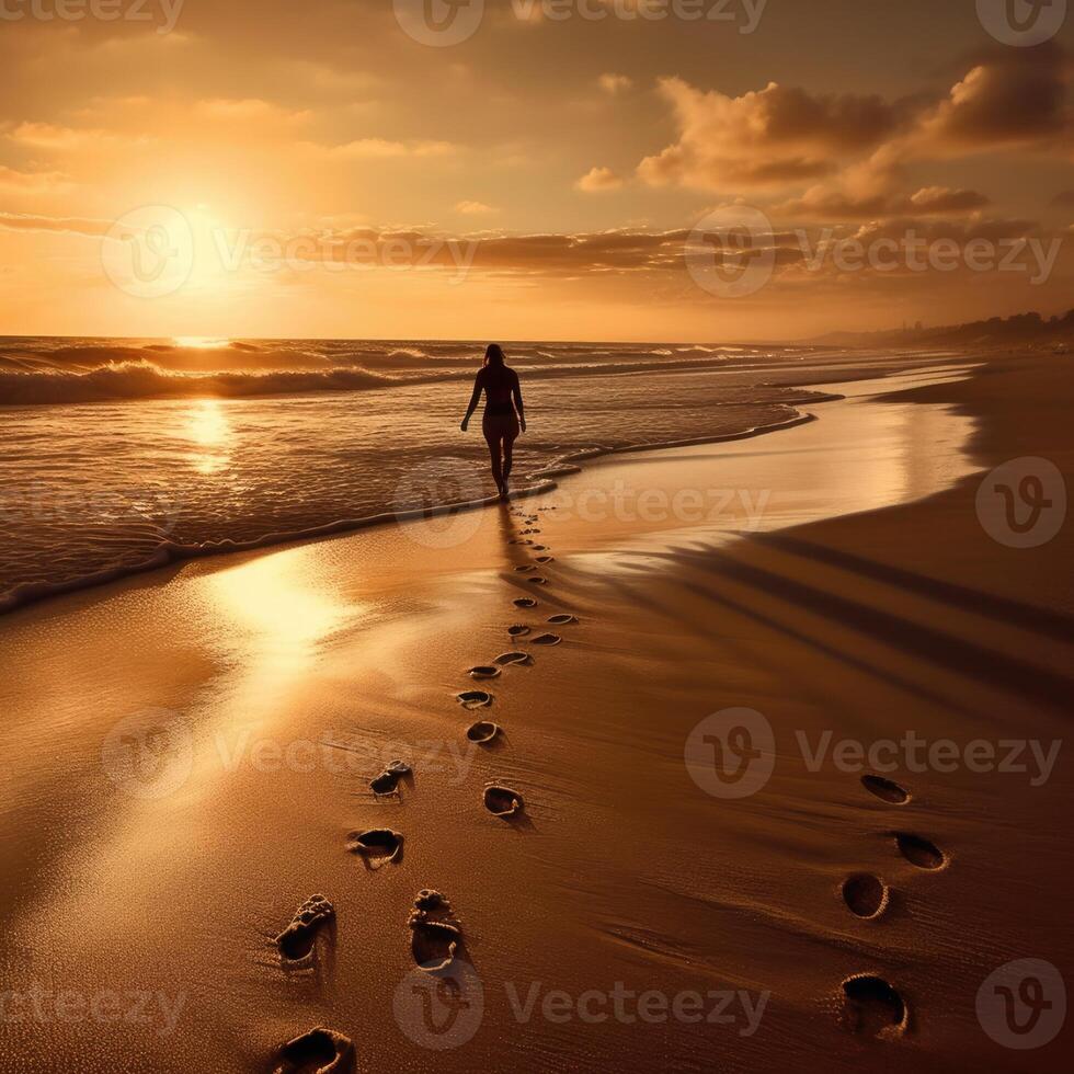Footprints in the Sand - Love on the Beach - photo
