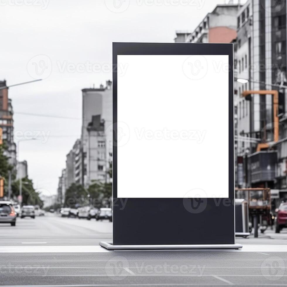 Illustration of an empty billboard on the side of the road waiting to be filled with an advertisement created with technology photo